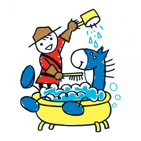 Lil Mountie Giving Horse a Bath Temporary Tattoos