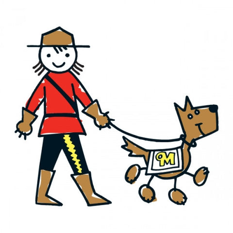 Lil Mountie Walking Her Dog Temporary Tattoos